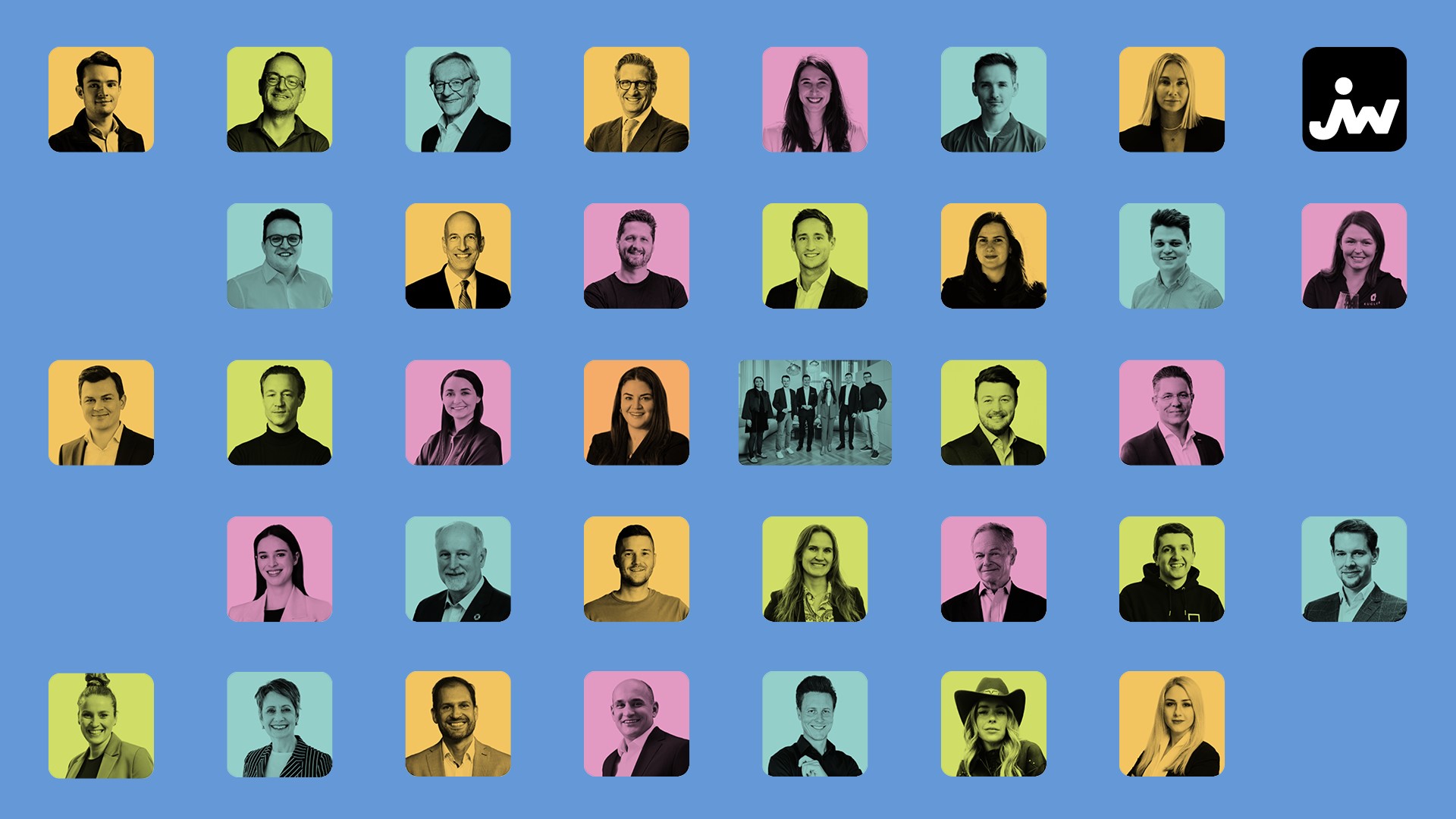 Collage der 35 Autoren und Autorinnen
