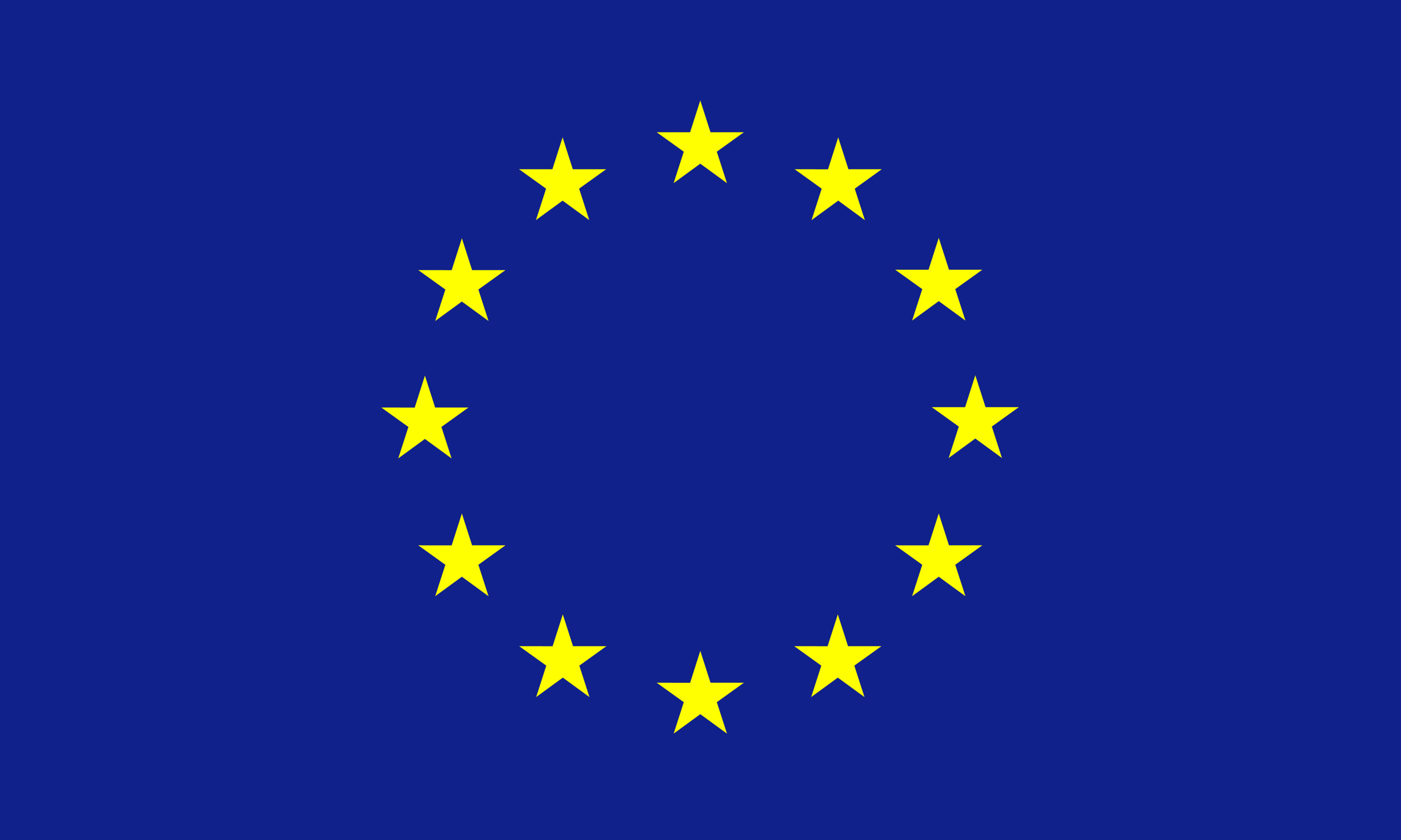Illustration der EU-Flagge: Gelbe Sterne in Kreisform angeordnet auf dunkelblauem Hintergrund