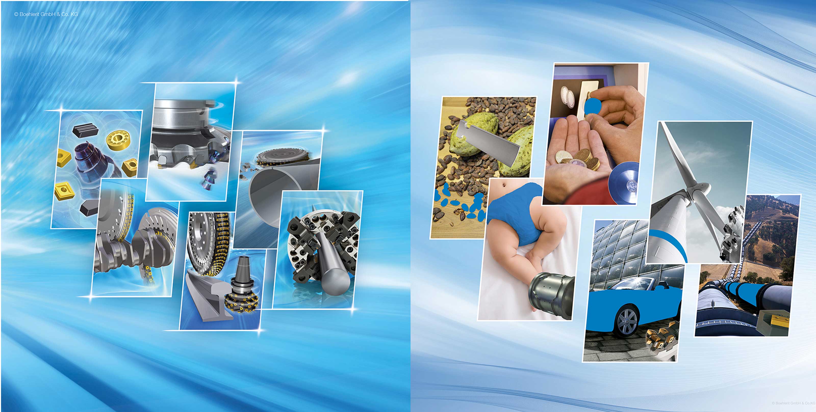Collage mit verschiedenen Produkten der Firma Boehlerit GmbH & Co KG
