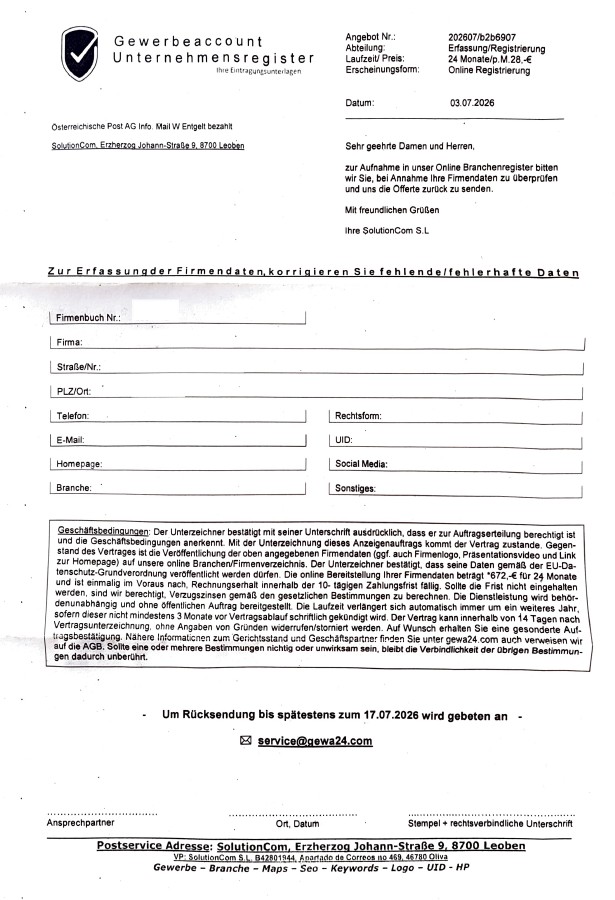 Muster der Phishing Nachricht. Informationen befindet sich oberhalb