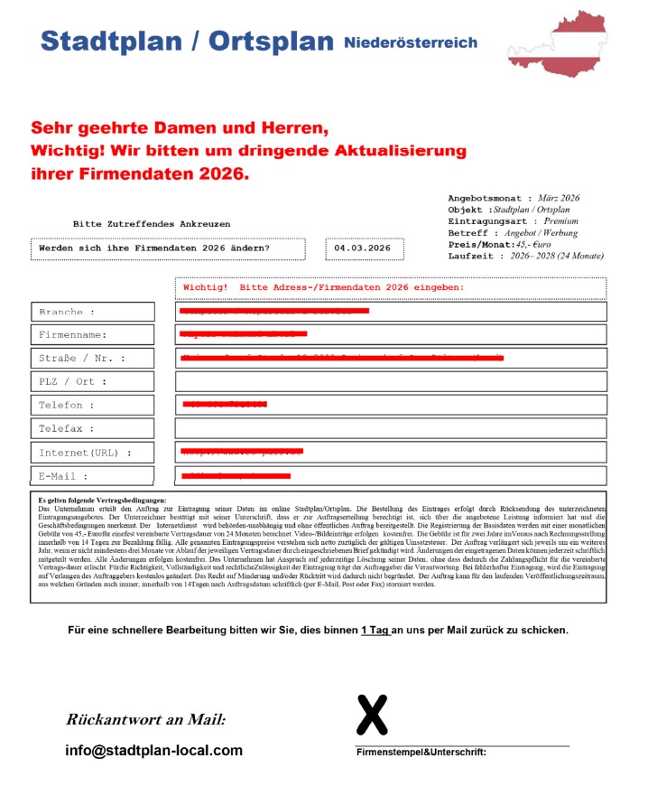 Muster der Phishing Nachricht. Ausführliche Informationen befinden sich oberhalb