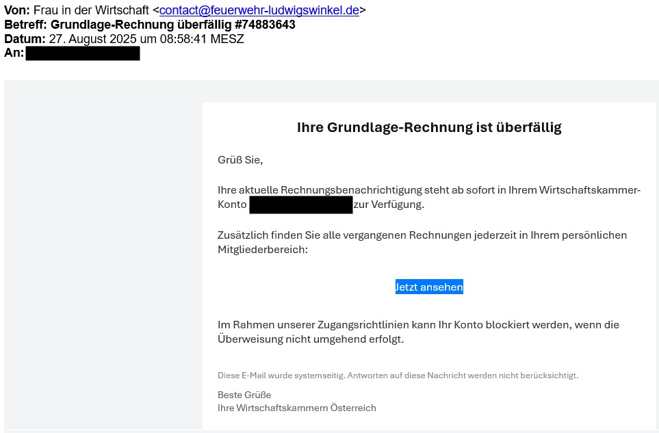 Foto der Phishing Meldung. Infos dar&uuml;ber sind oberhalb aufgelistet
