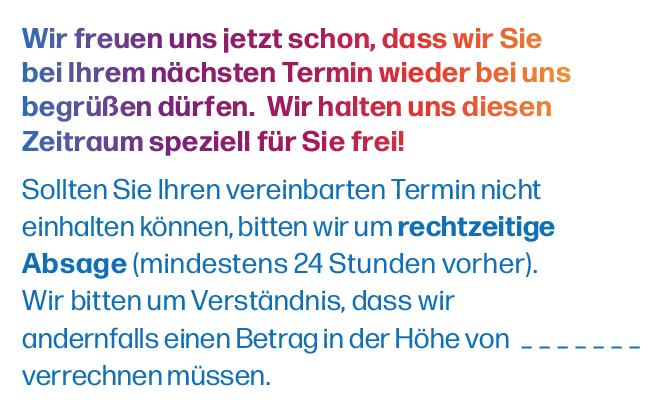 R&uuml;ckseitentext der Terminkarte