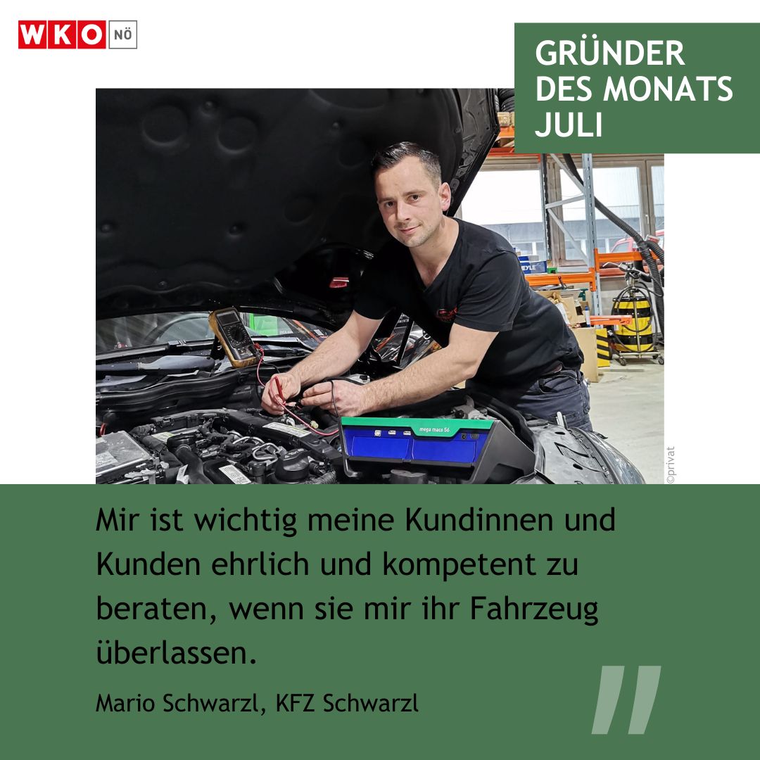 Mario Schwarzl beim reperieren eines KFZ