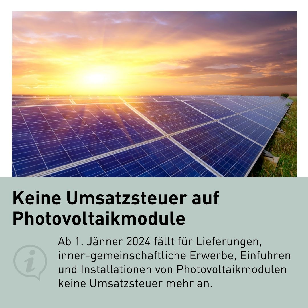 Keine Umsatzsteuer auf Photovoltaikmodule