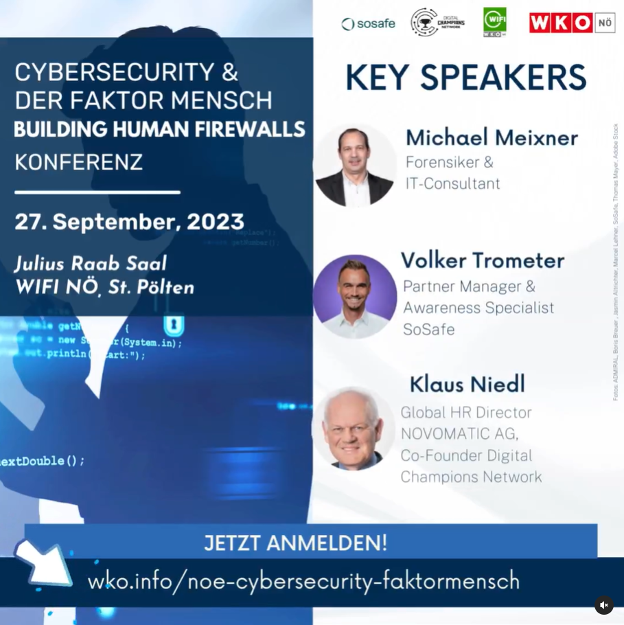Informationen über die Konferenz Cybersecurity & den Faktor Mensch sowie Bilder der Vortragenden