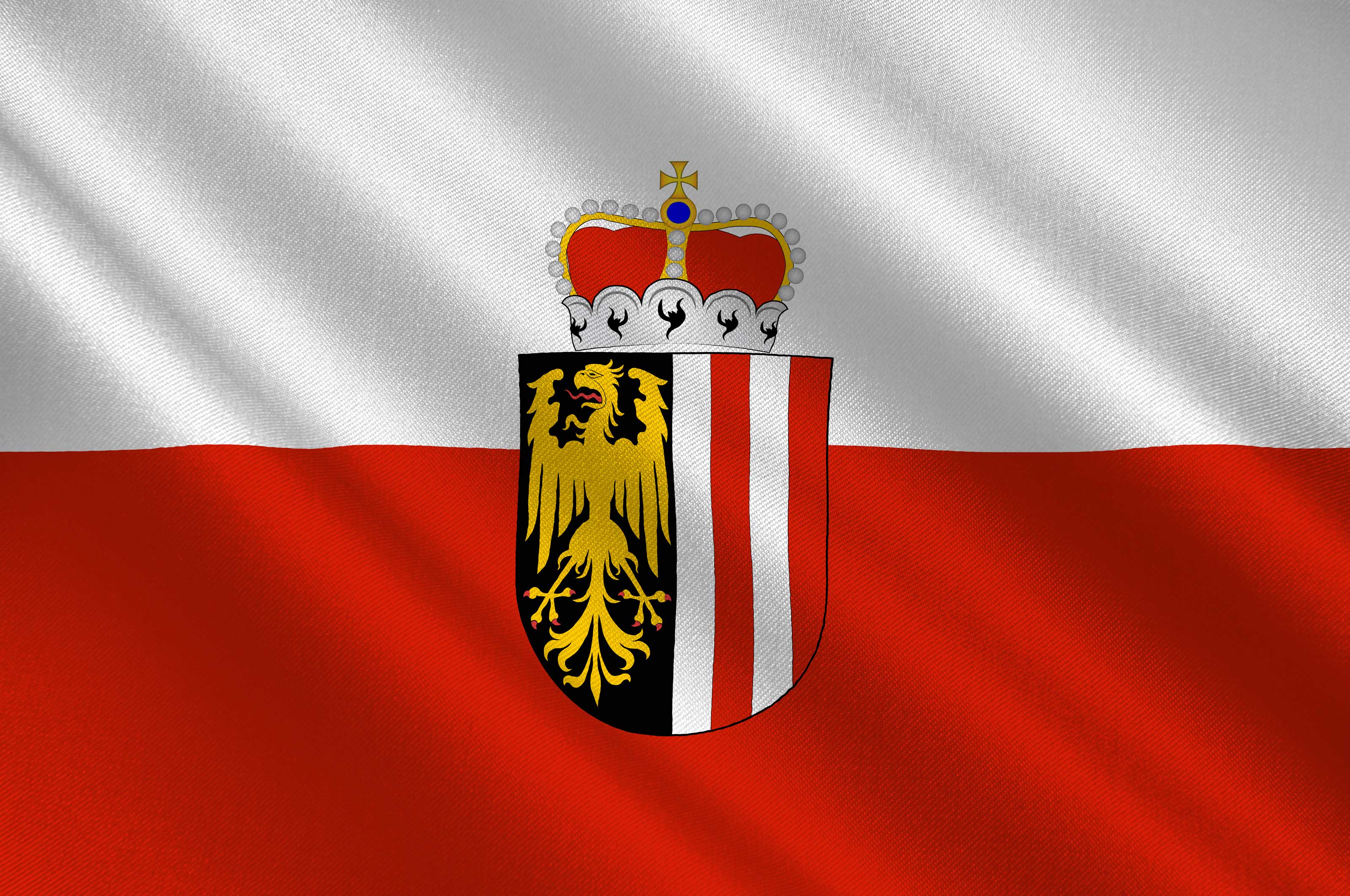 Flagge mit Wappen des österreichischen Bundeslandes Oberösterreich
