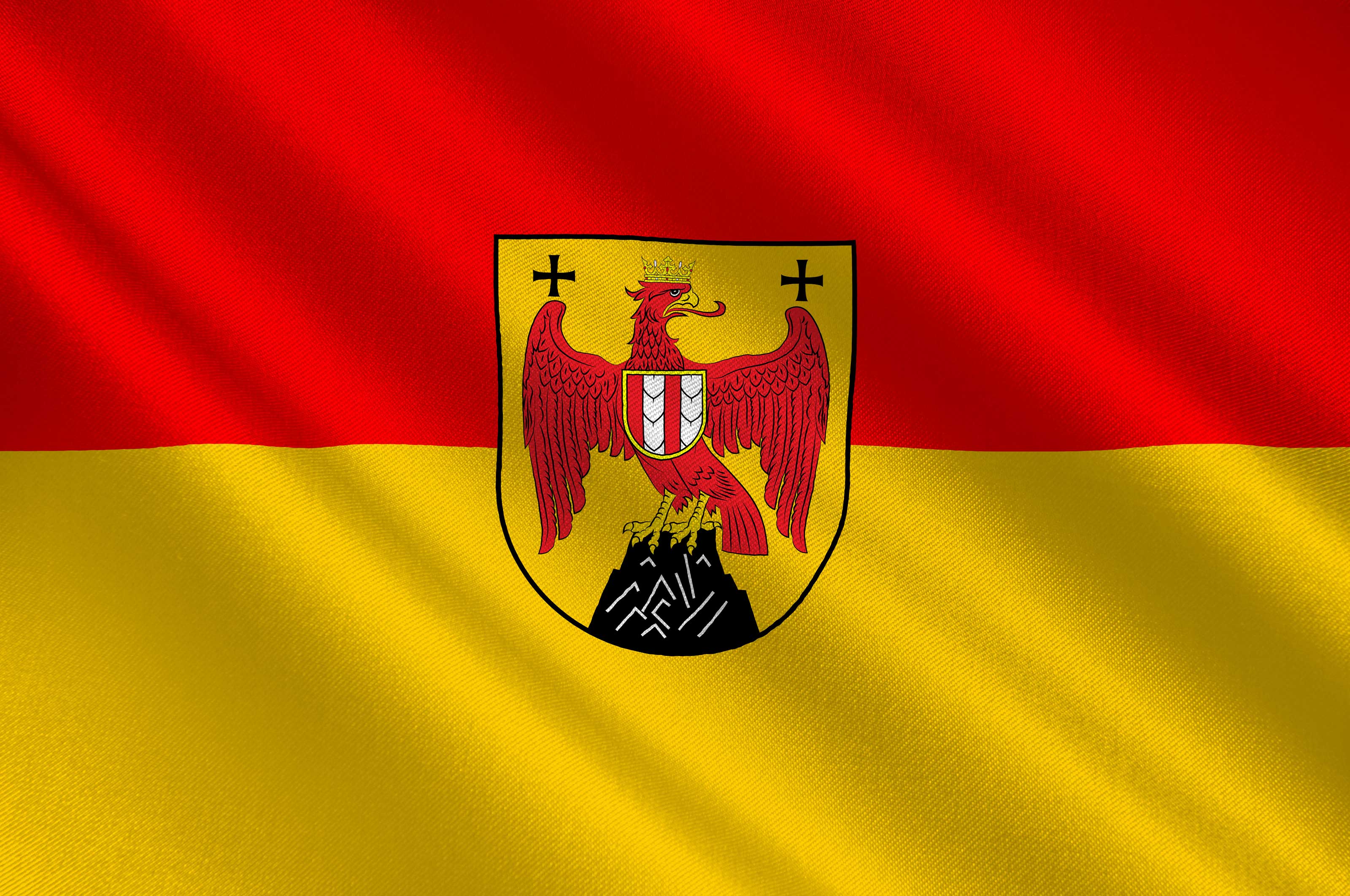 Flagge mit Wappen des österreichischen Bundeslandes Burgenland