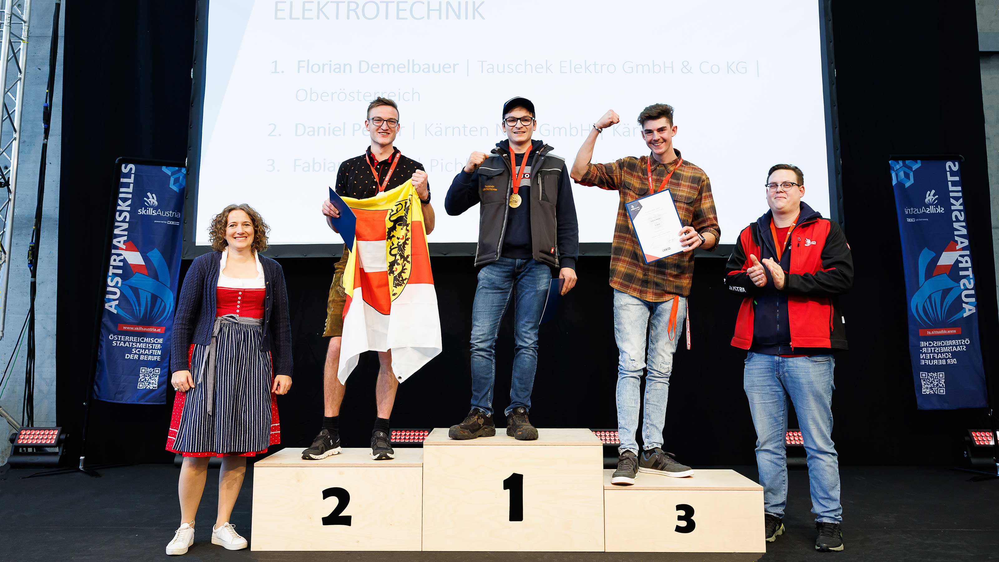 Siegerehrung der Gewinner der AustrianSkills 2023 im Beruf Elektrotechnik