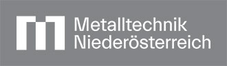 Logo Metalltechnik Niederösterreich weiß mit hellgrauem Hintergrund