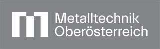Logo Metalltechnik Oberösterreich weiß vor hellgrauem Hintergrund