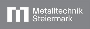 Logo Metalltechnik Steiermark weiß mit hellgrauem Hintergrund