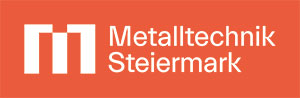 Logo Metalltechnik Steiermark weiß mit orangenem Hintergrund