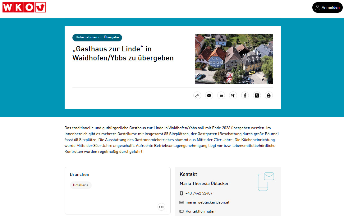 Screenshot eines fertigen Inserats