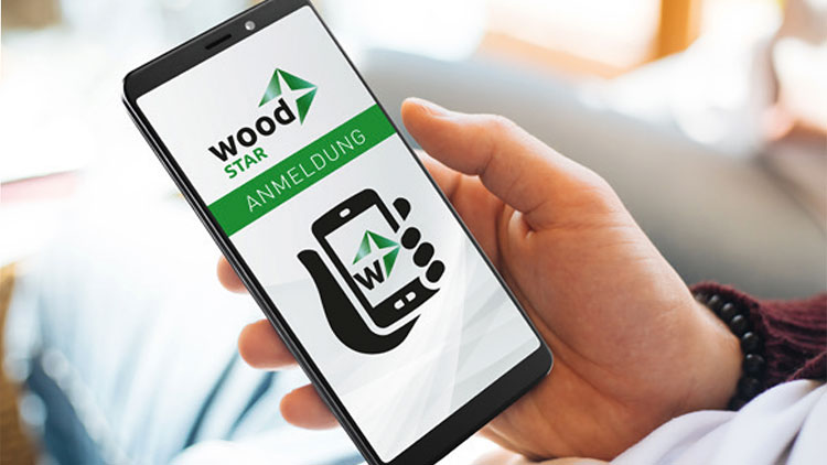 Display eines Smartphones mit dem Logo der Lern-App Wood Star