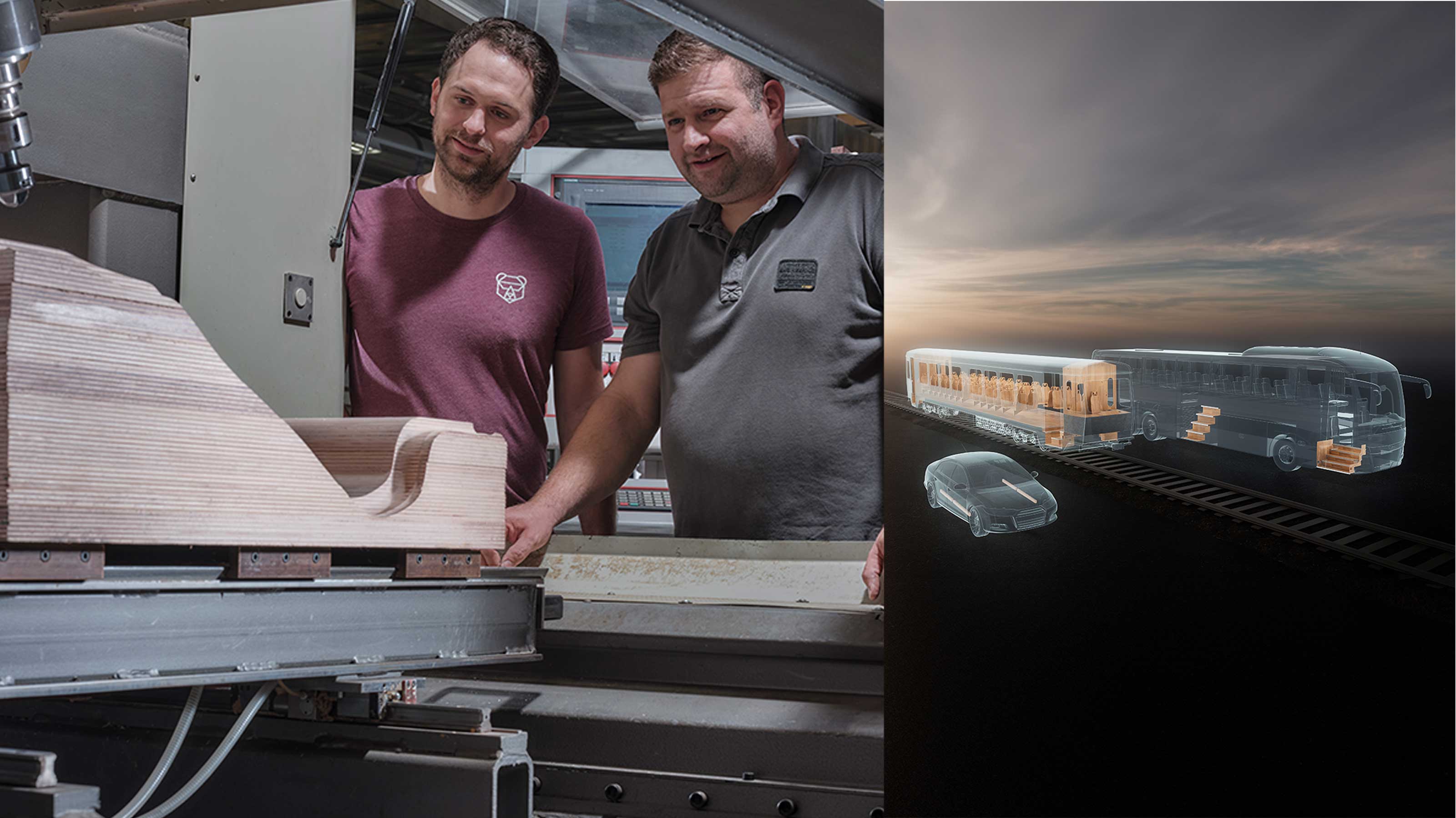 Mitarbeiter und Anwendungsbeispiele zum Einsatz der Produkte der Firma Weitzer Woodsolutions GmbH