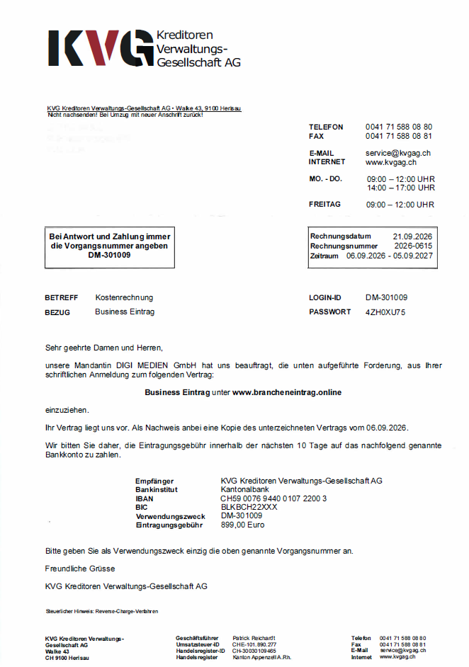 Muster der Phishingmeldung. Die Beschreibung befindet sich im Text oberhalb