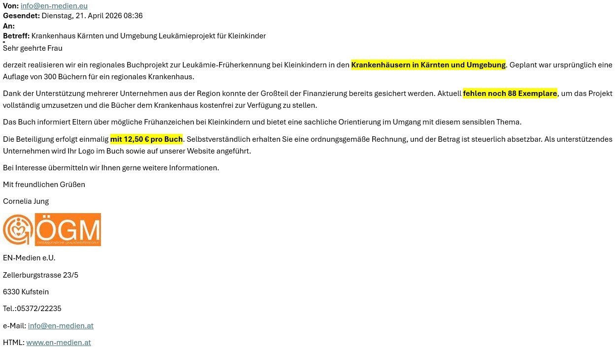 Muster der Phishing-Mail: Infos siehe oberhalb