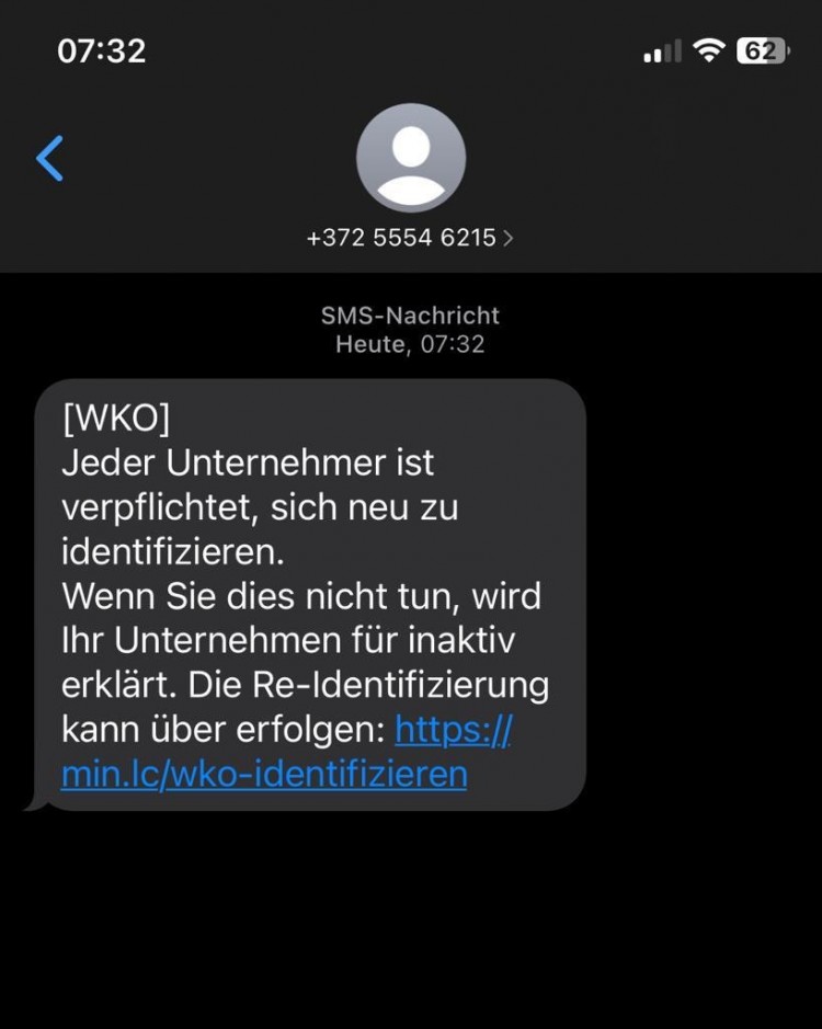 Screenshot Phishing SMS