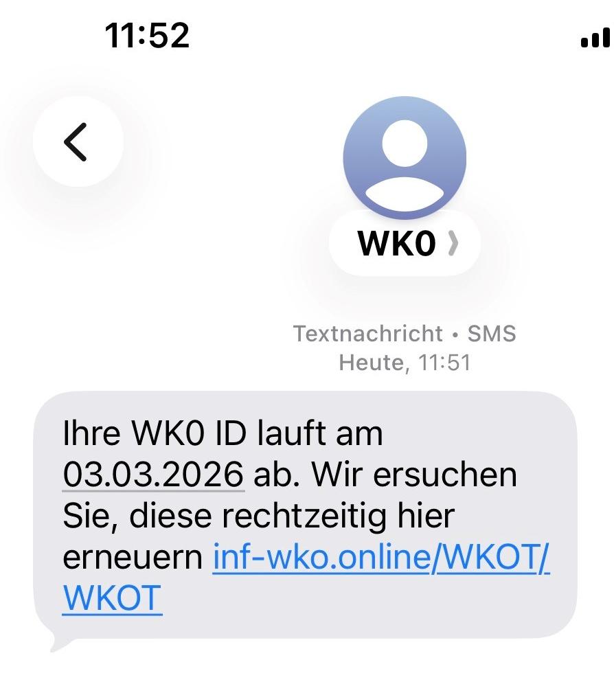 SMS Betrug im Namen der WKO