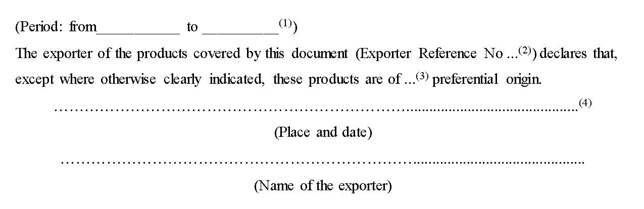 EU-VK Abkommen Anhang 7 Text of the Statement of Origin (ABl L 149)