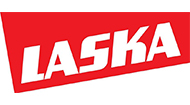 Wei&szlig;er Schriftzug Laska auf rotem Hintergrund