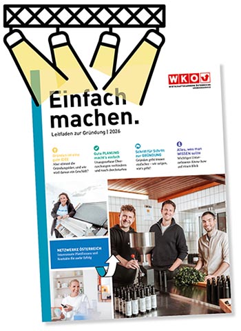Cover Brosch&uuml;re des Gr&uuml;nderservices mit textlichen sowie visuellen Elementen