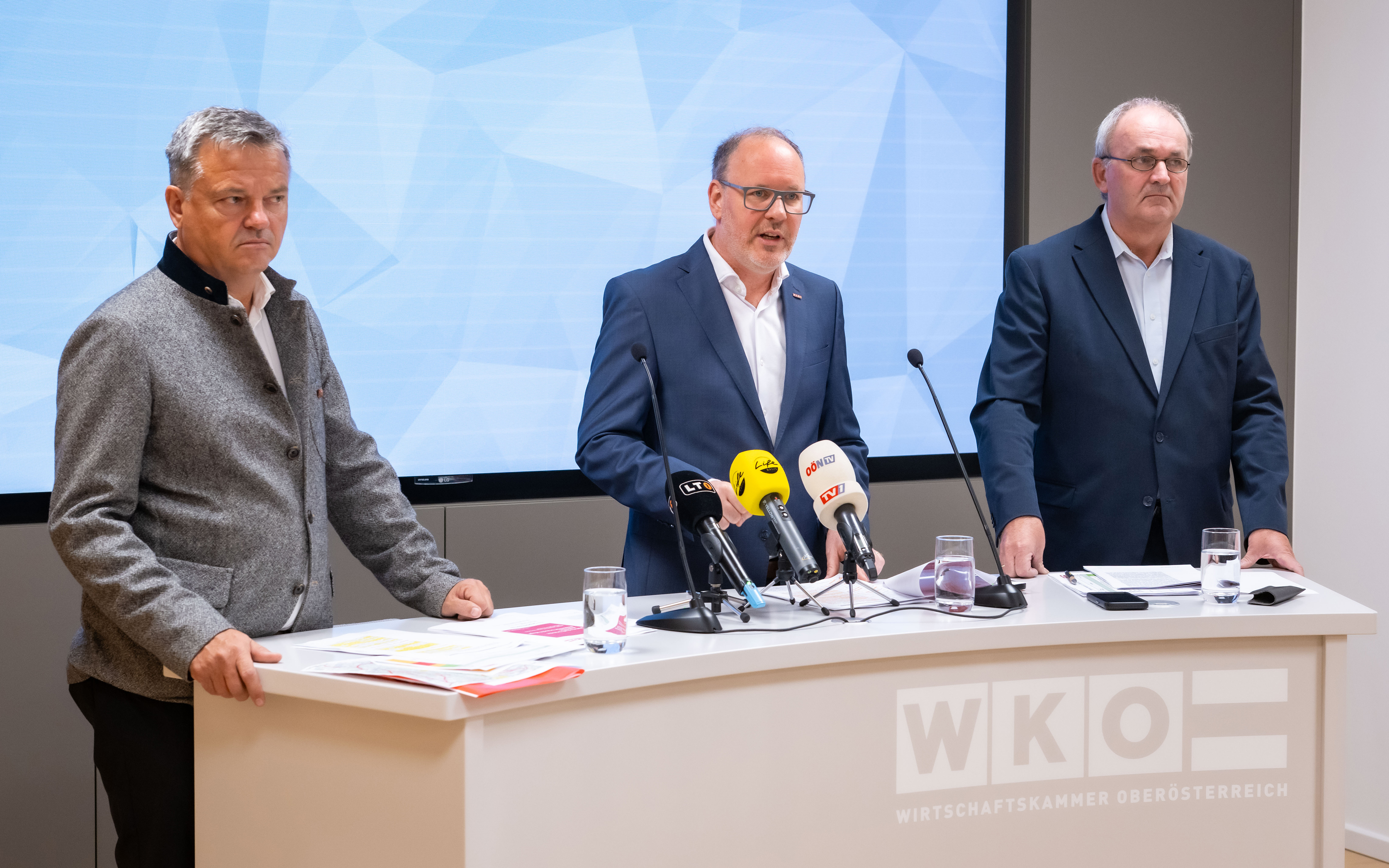 Spartenobmann Schneckenreither, WKOÖ-Direktor Dallamaßl, Spartengeschäftsführer Strasser