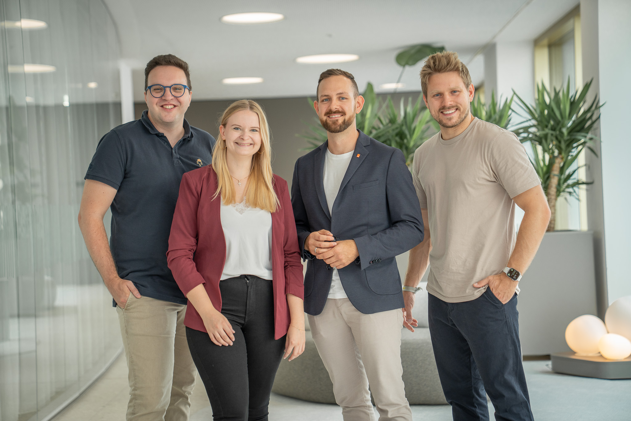 Der neue JWOÖ-Landesvorsitzende Florian Baumgartner (2. v. r.) mit seinen Stellvertretern (v.l.) Leo Jindrak, Ines Trenda und Lukas Krainz. 