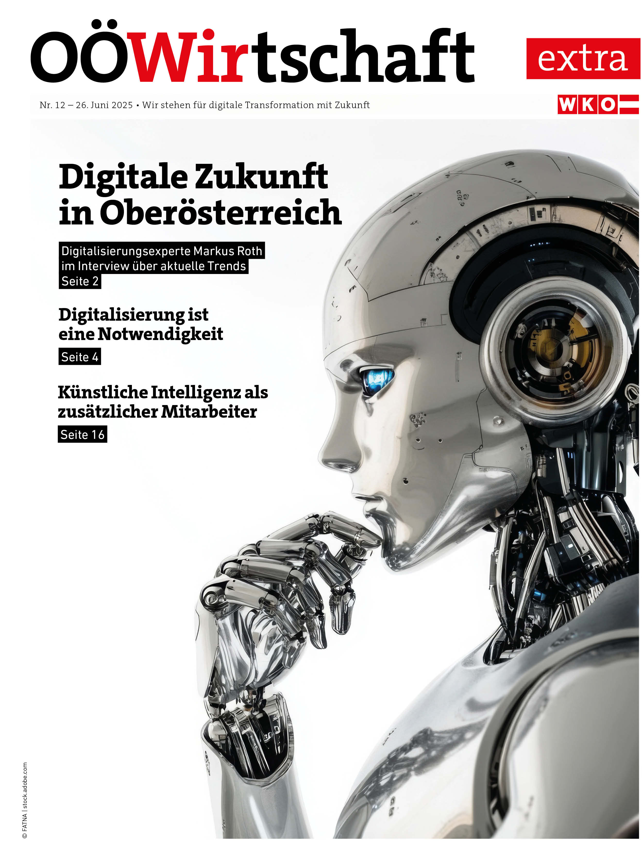 Titelseite der Extraausgabe der OÖWirtschaft vom 26. Juni 2025 "Digitale Transformation mit Zukunft"