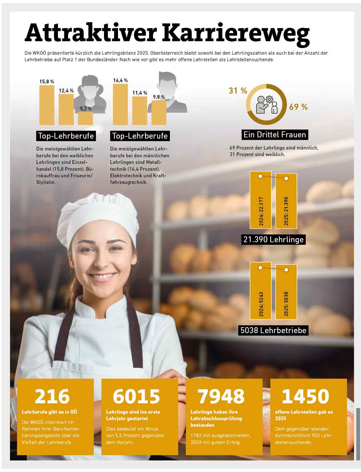 Grafik &uuml;ber die Lehrlingsentwicklung in Ober&ouml;sterreich 2025