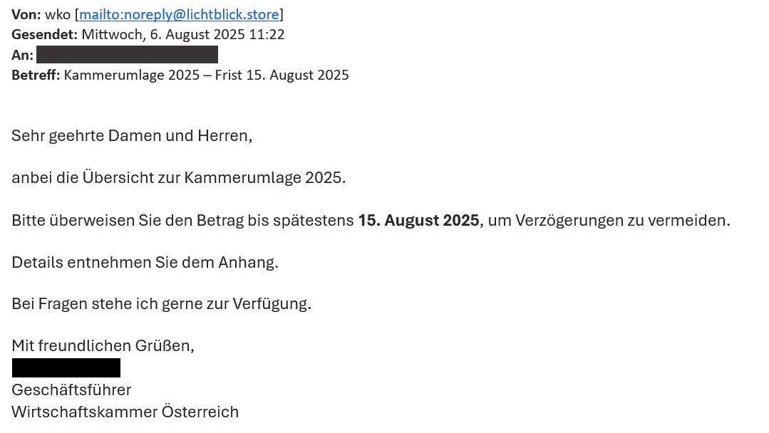 Phishing-E-Mail Kammerumlage