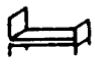 Icon f&uuml;r Ruhezeiten: Illustration eines Bettes in Seitenansicht mit schwarzen Au&szlig;enlinien auf wei&szlig;em Hintergrund