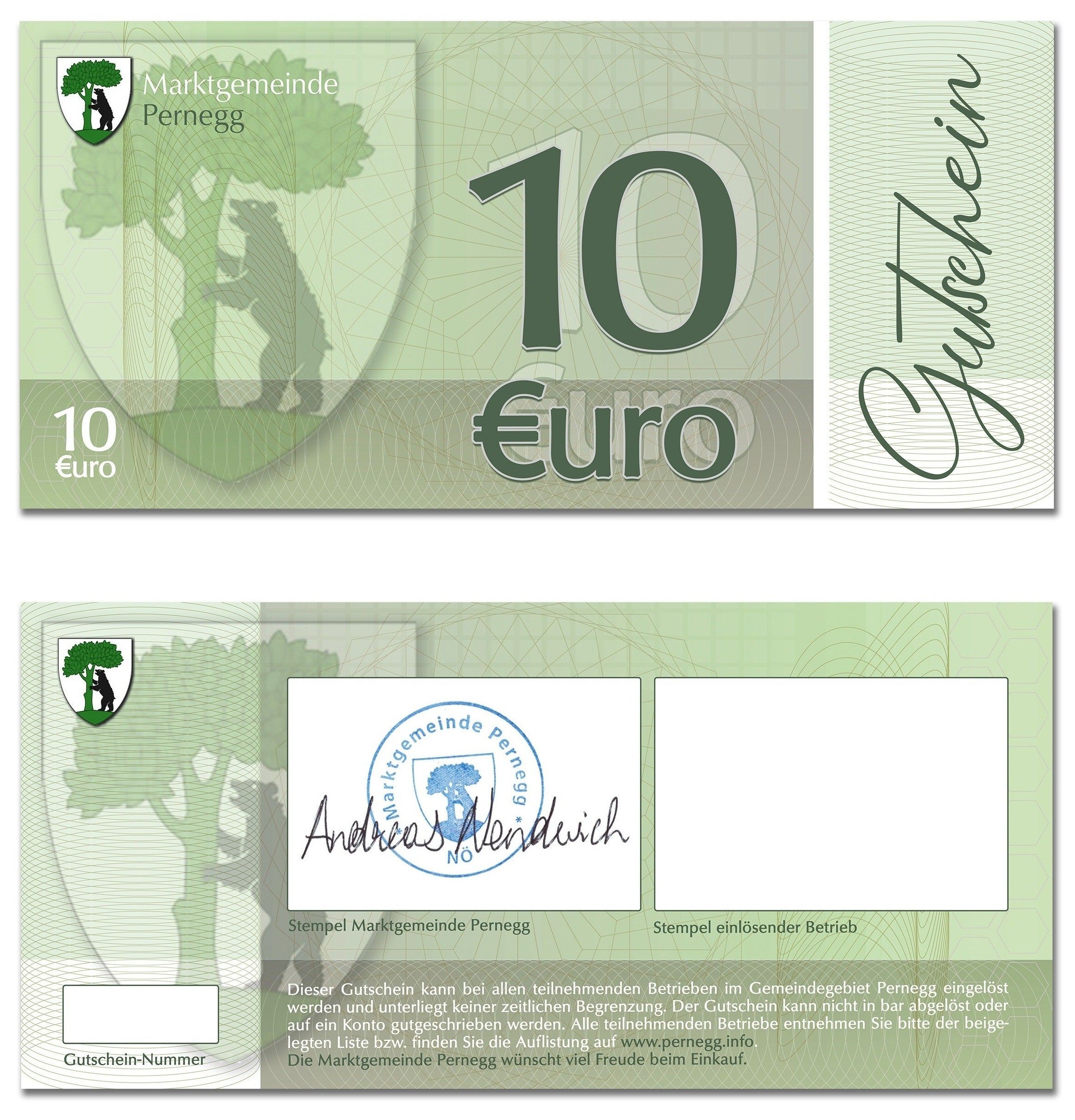 Gemeindegutscheine der Marktgemeinde Pernegg