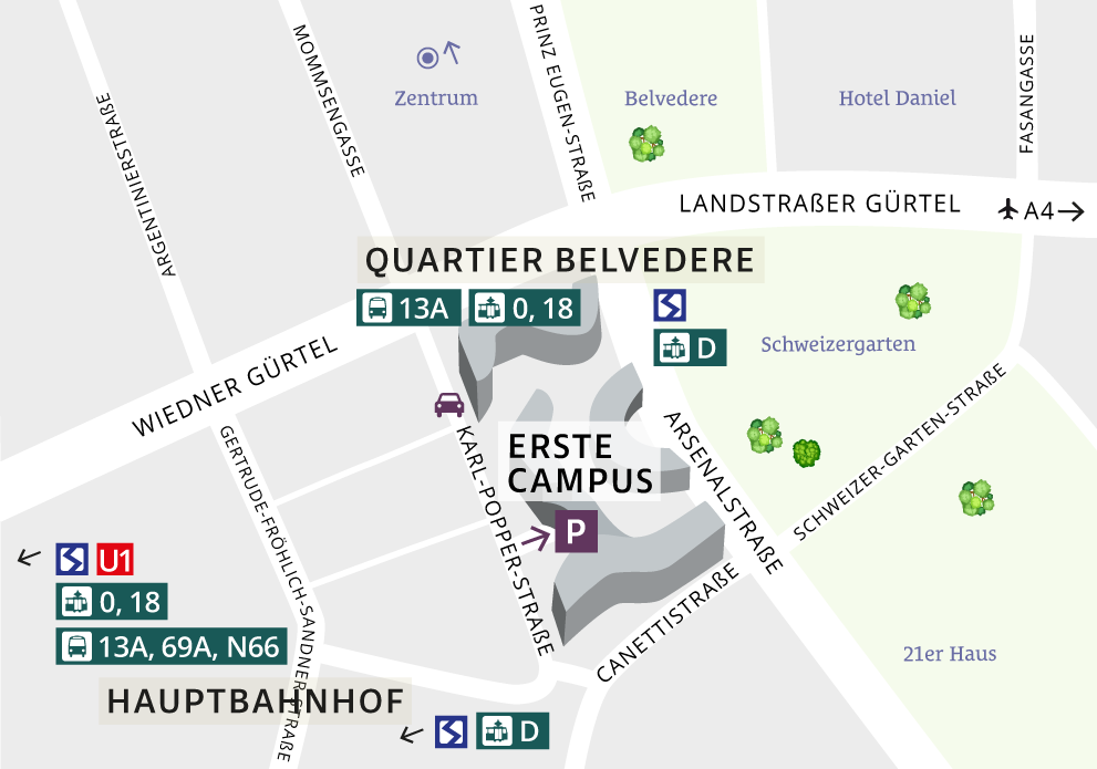 Anfahrtsplan Erste Bank Campus