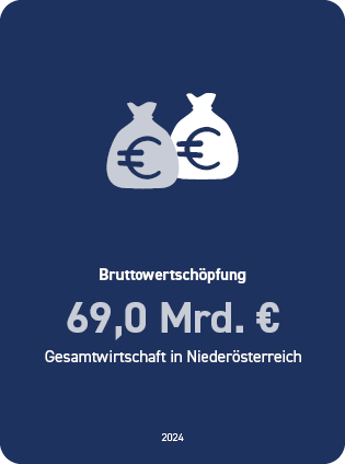 Bruttowertsch&ouml;pfung 69,0 Mrd. &euro; Gesamtwirtschaft in Nieder&ouml;sterreich 2024