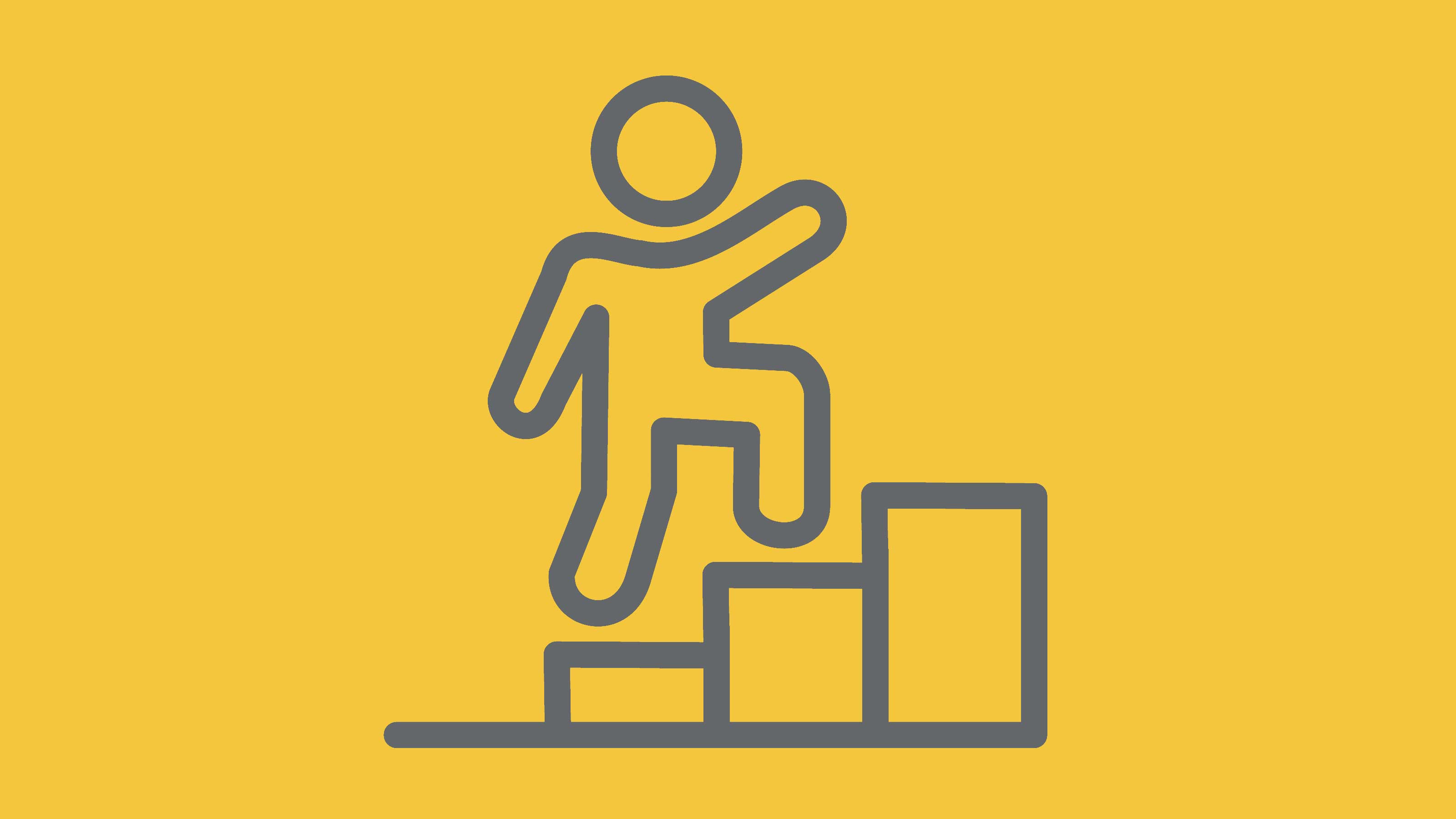 Icon von einer Person, die eine Treppe hinaufsteigt