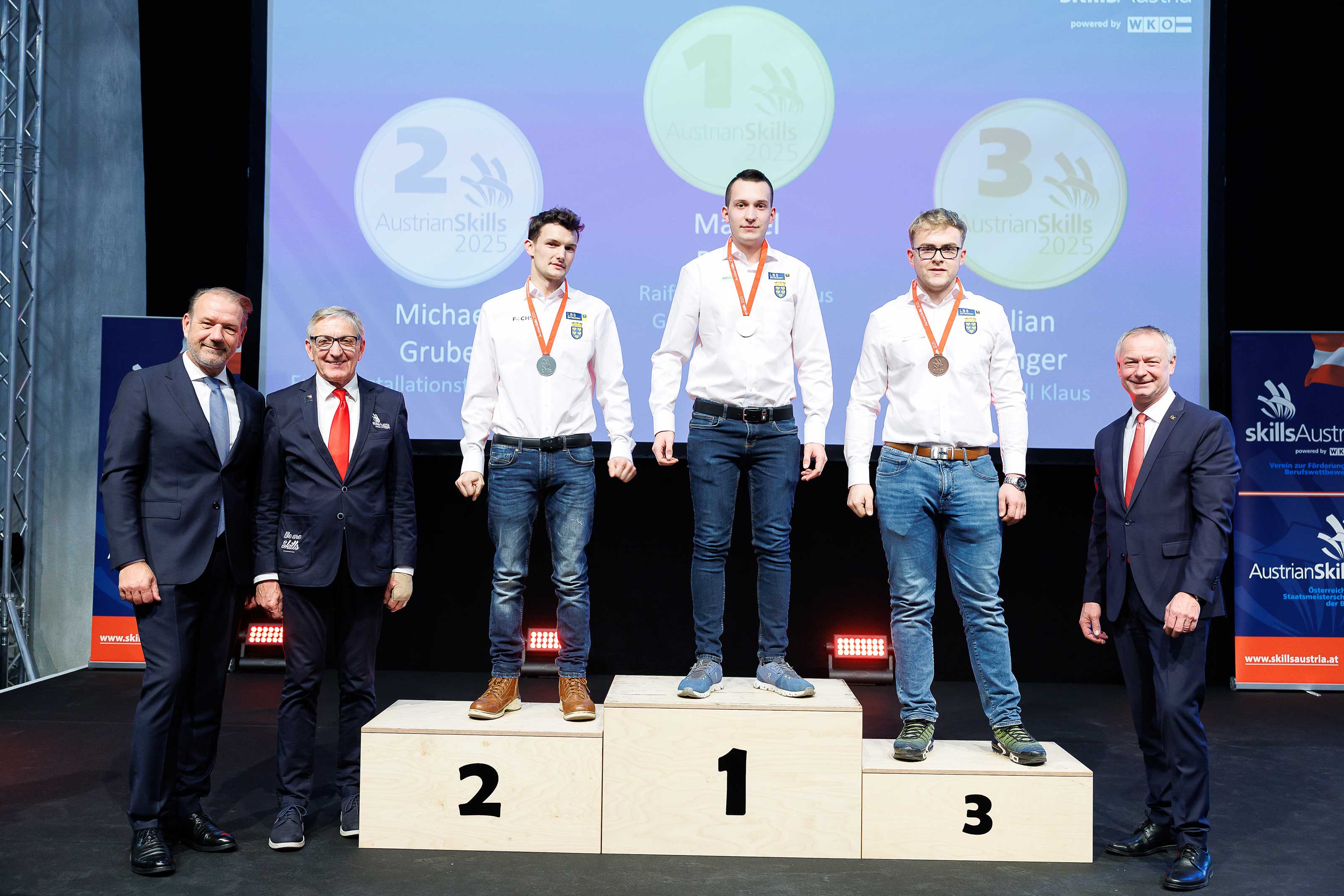 Herz, Herk, , 2. Platzierter Michael Gruber, 1. Platzierter Marcel Riener, 3. Platzierter Julian Edinger, Denk