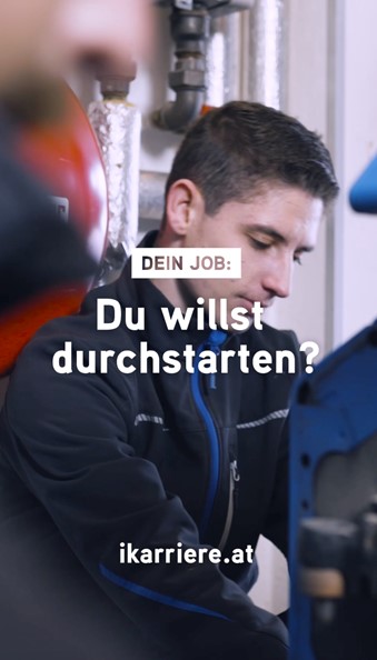 Person bei handwerklicher T&auml;tigkeit. Text: &bdquo;DEIN JOB: Du willst durchstarten?&ldquo; ikarriere.at