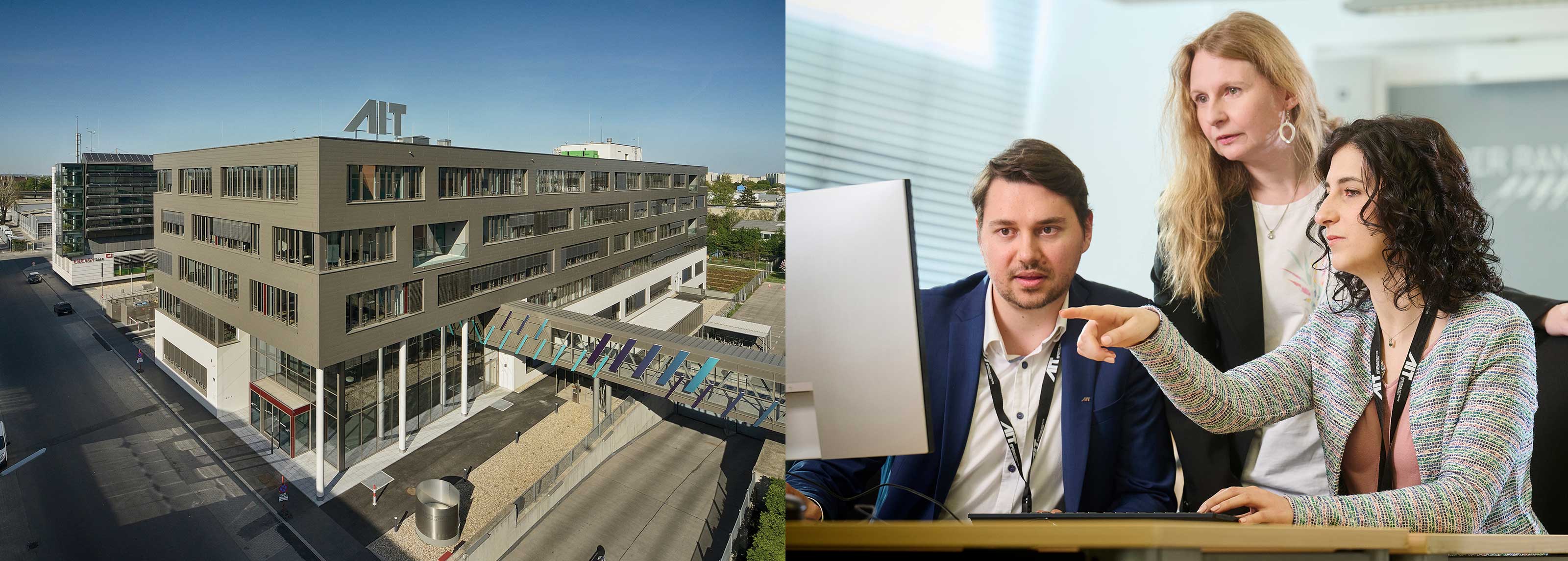 Gebäude und Mitarbeiter des AIT Austrian Institute of Technology GmbH