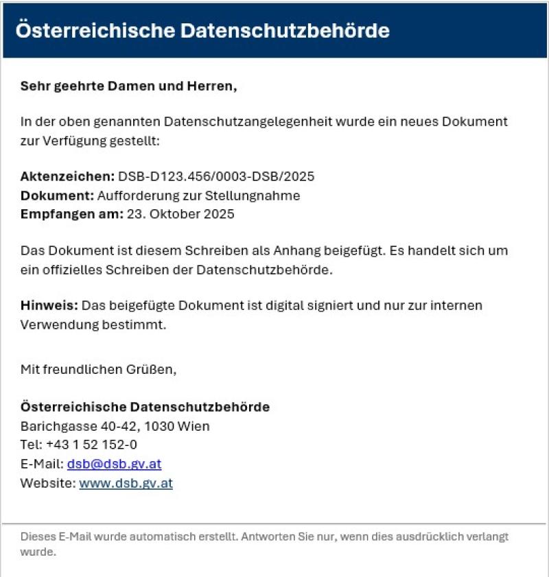 Muster der Phishing Mail. Infos befinden sich oberhalb