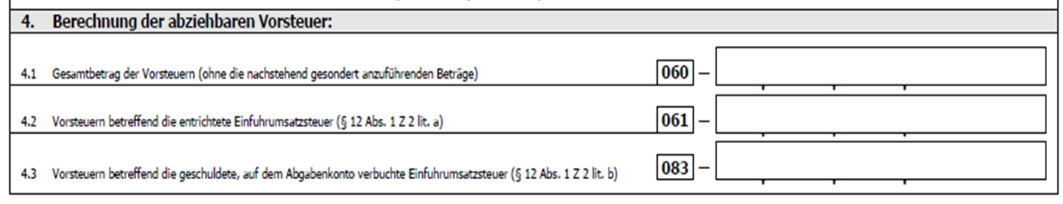 Berechnung der abziehbaren Vorsteuer
