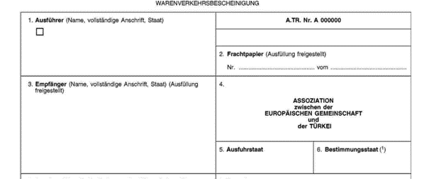 Warenverkehrsbescheinigung A.TR.