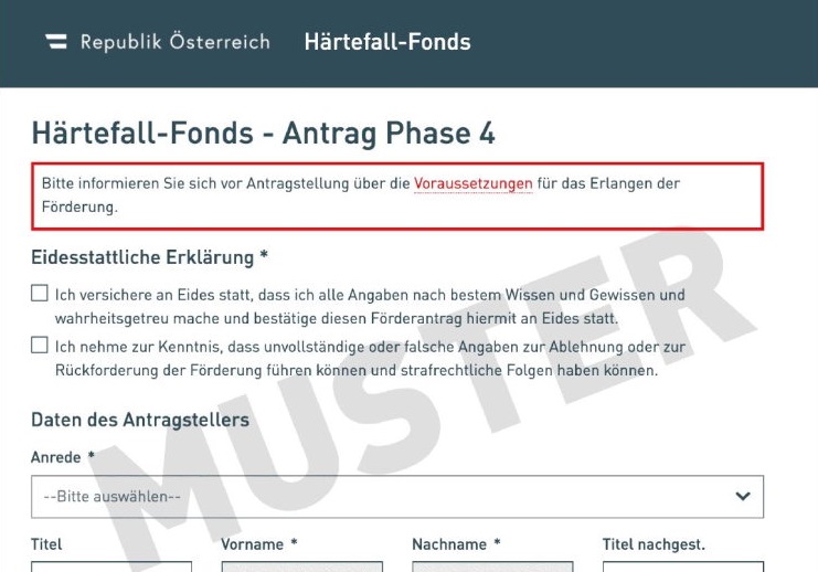 Musterantrag H&auml;rtefall-Fonds
