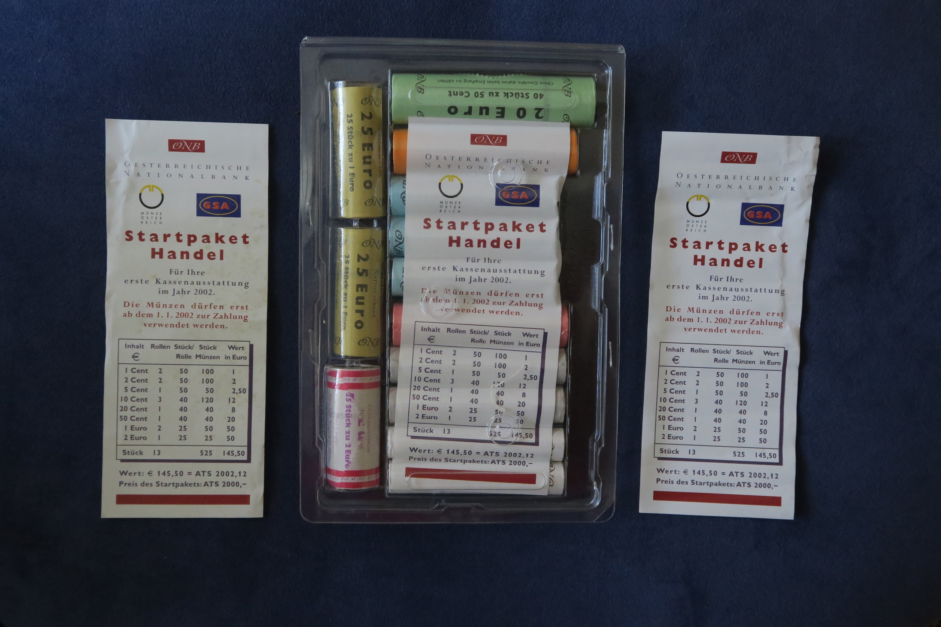 Sackerl mit dem Eurostarterpaket der Nationalbank aus dem Jahr 2002
