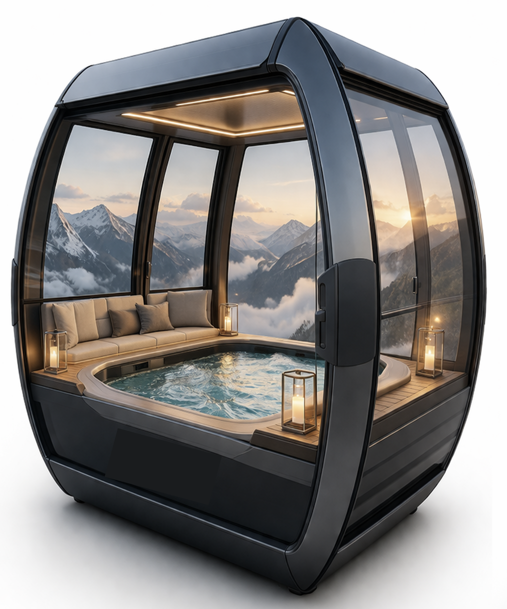 Bild f&uuml;r die Erfindung Wellnessgondel "Bubble Peak Whirlpoolgondel"