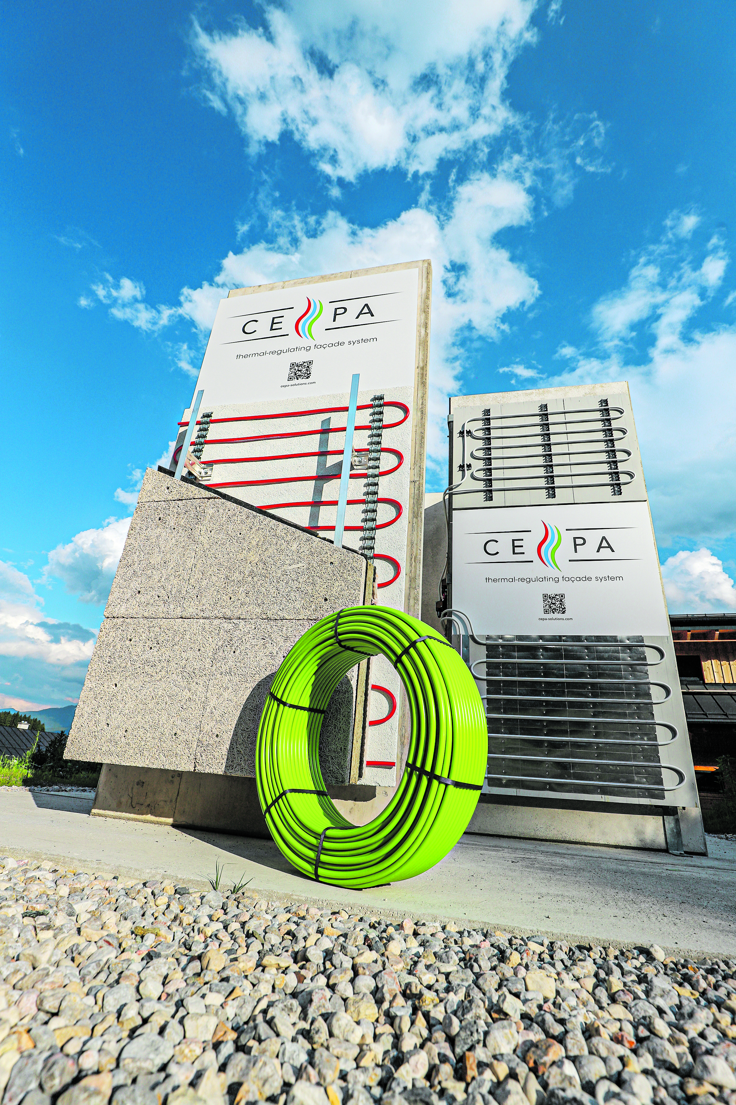 Am Standort in Schladming wurde eine Testfassade aufgebaut, um Materialien zu pr&uuml;fen