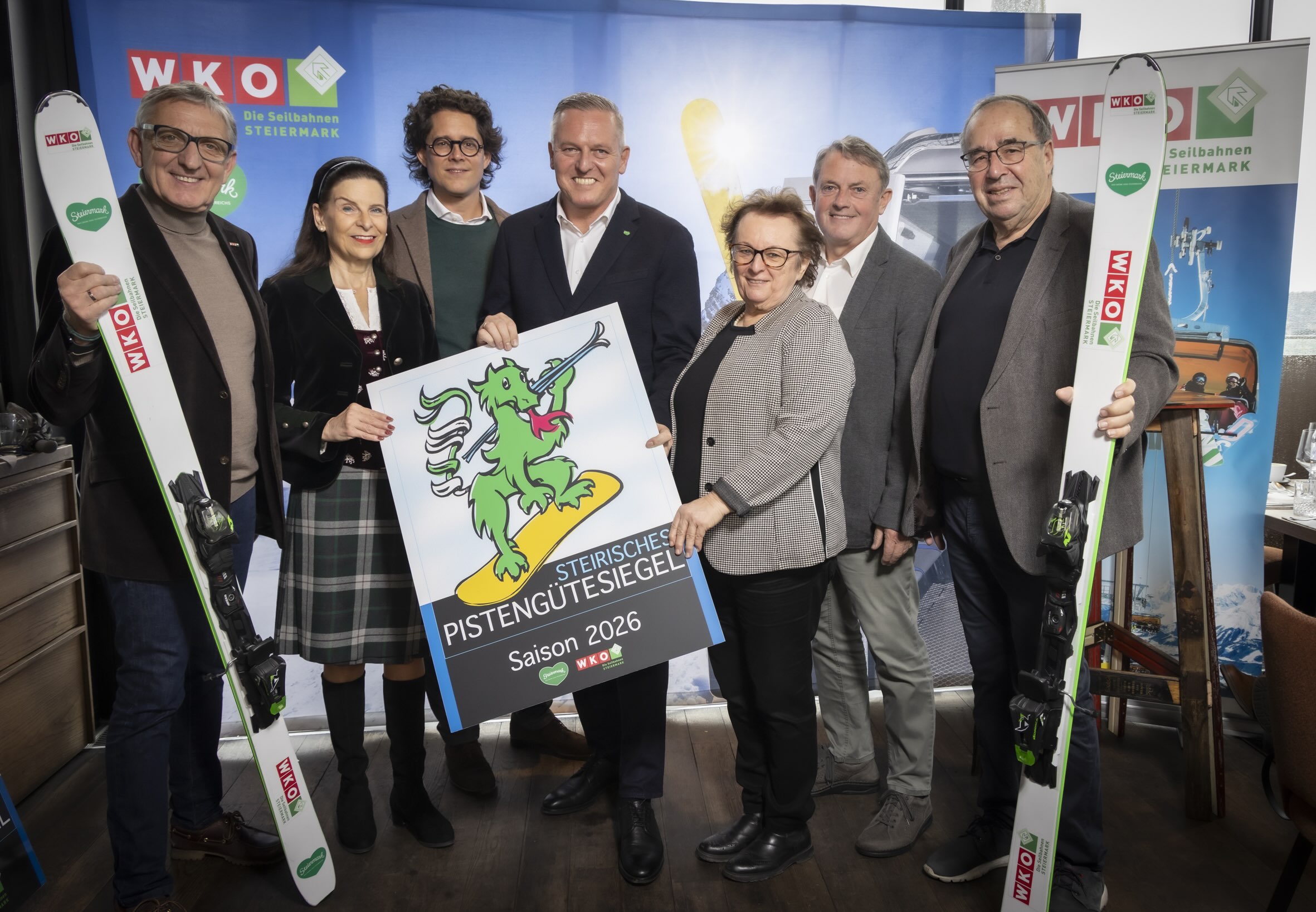osef Herk, Sylvia Loibner, Fabrice Girardoni, Mario Kunasek, Baldegunde Illmayer, Erwin Rosmann und Thomas Weihs (v.l.)