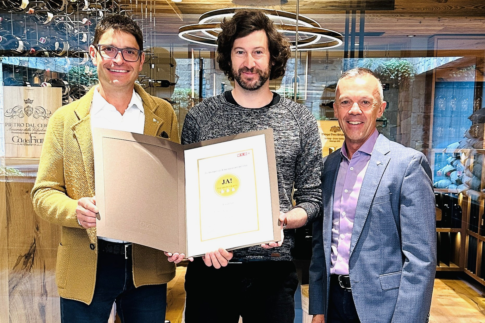 v.l. Michael Gitterle, Gerald Pale, Otmar Ladner im Hotel Fisserhof