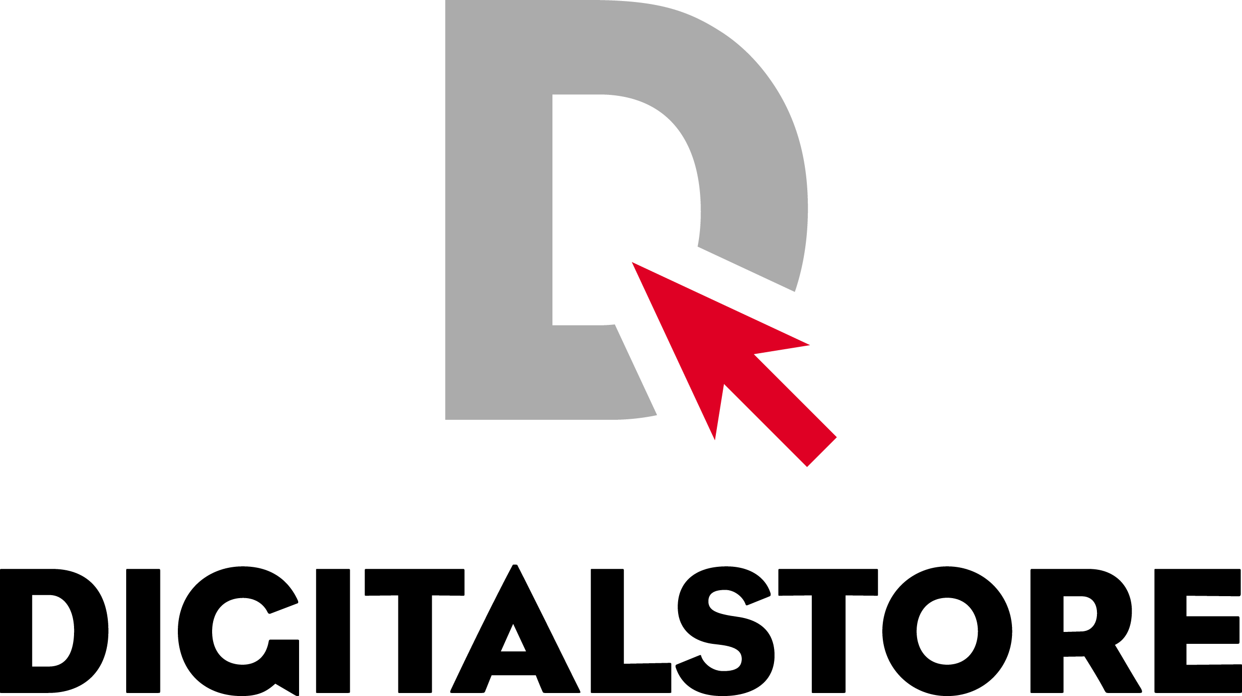 Logo: Grauer Buchstabe D mit rotem Mauszeiger